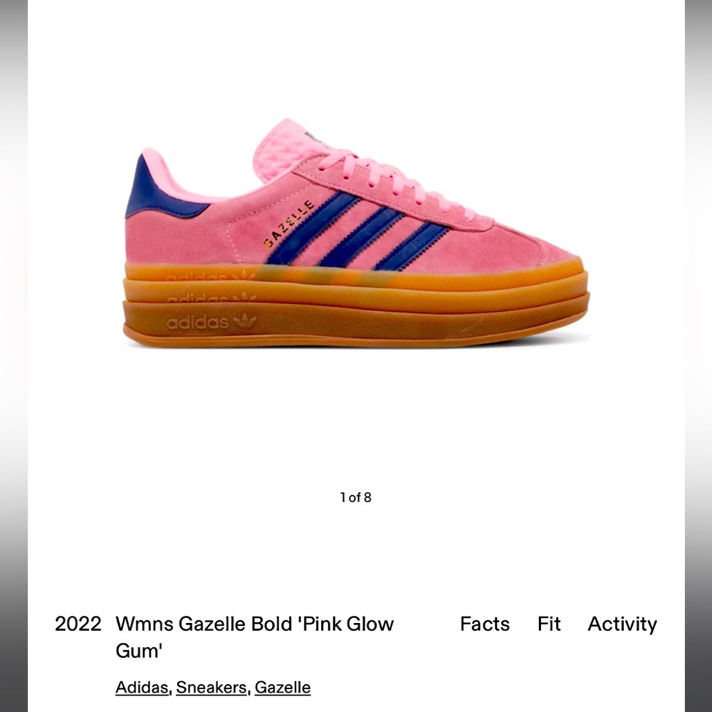 Adidas Gazelle Bold Women’s Shoes in “Pink Glow”. Size 6.5 or 38